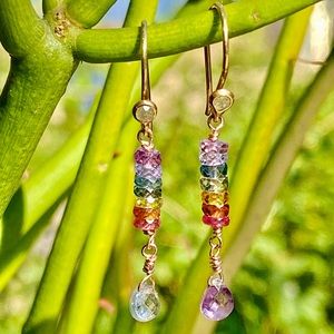Lady Daisy diamond & sapphire chakra earrings
